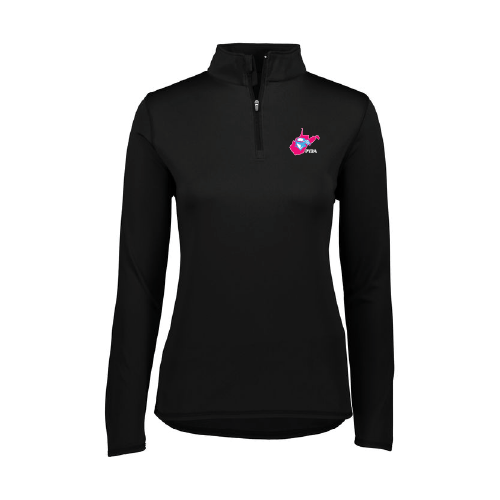 PYBA Womens LS 1/4 Zip Pullover - Black